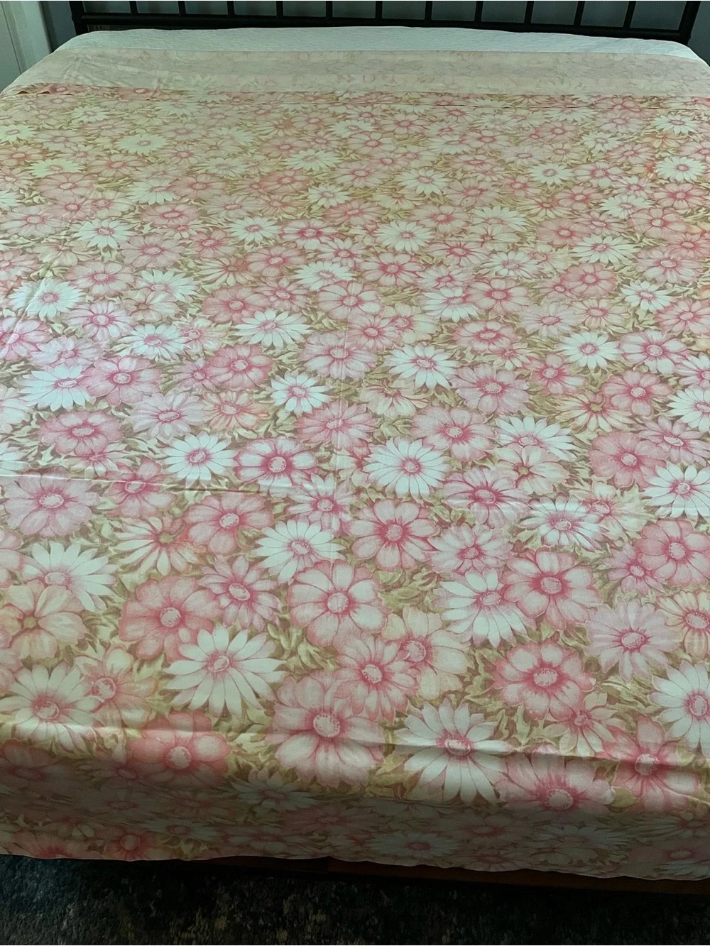 Vintage Cannon Monticello Floral Cotton flat top sheet percale